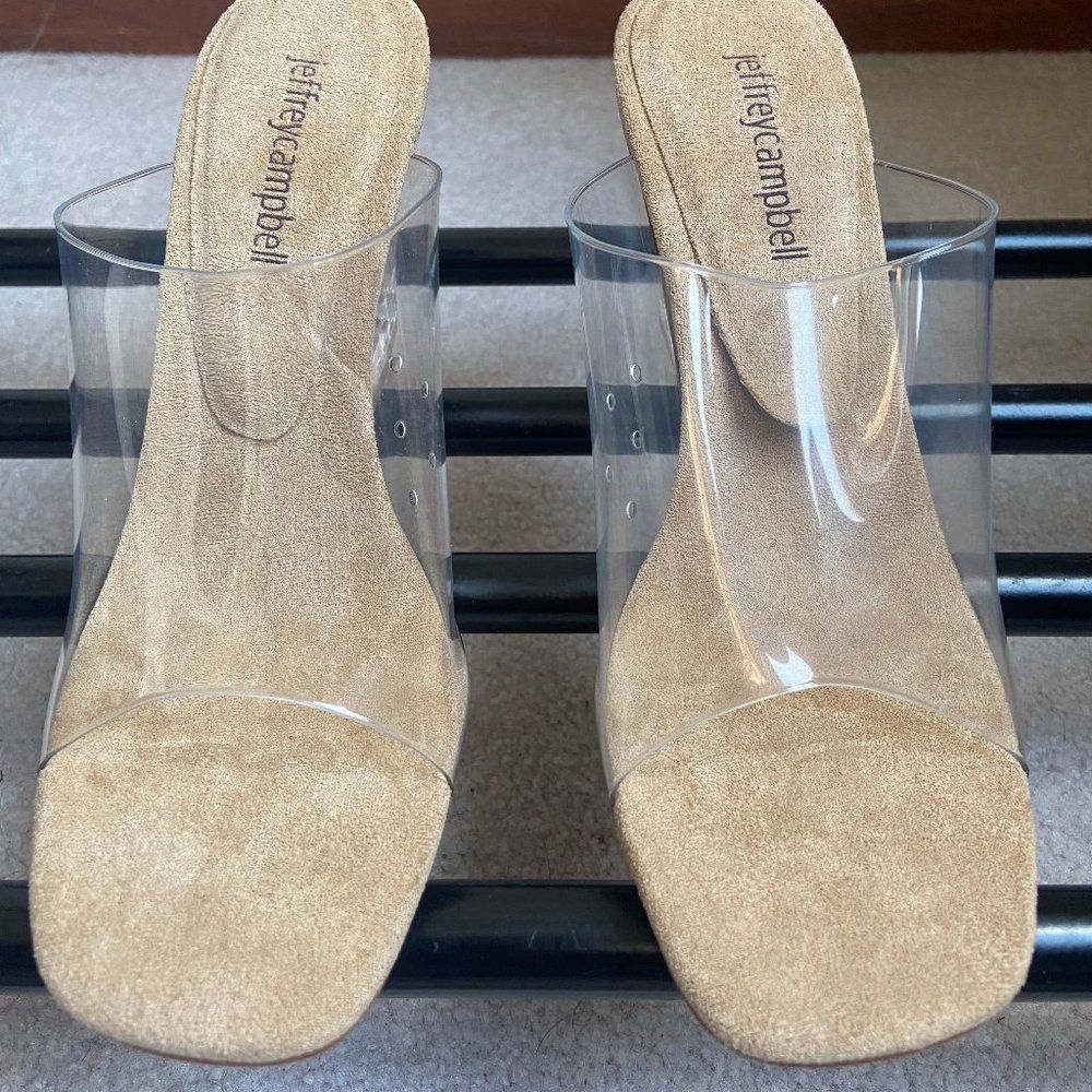 JEFFREY CAMPBELL Women Acetate Wedge Mule Sandals - Worn Once